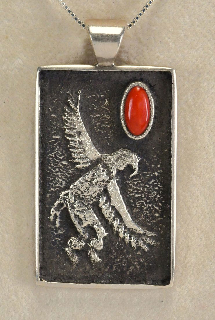 Kelsey Jimmie Sterling Tufa Cast Mediterranean Coral Pendant (1 of 3)