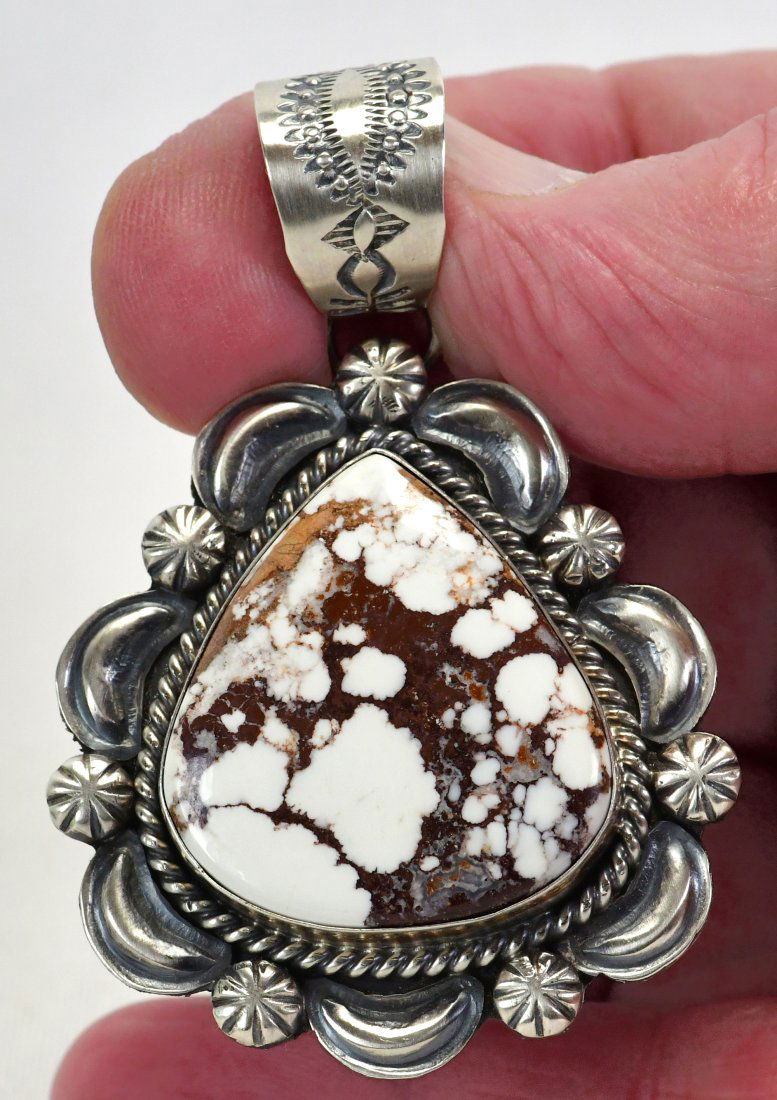 Jeff James Sterling Silver Wild Horse Turquoise Pendant (1 of 4)