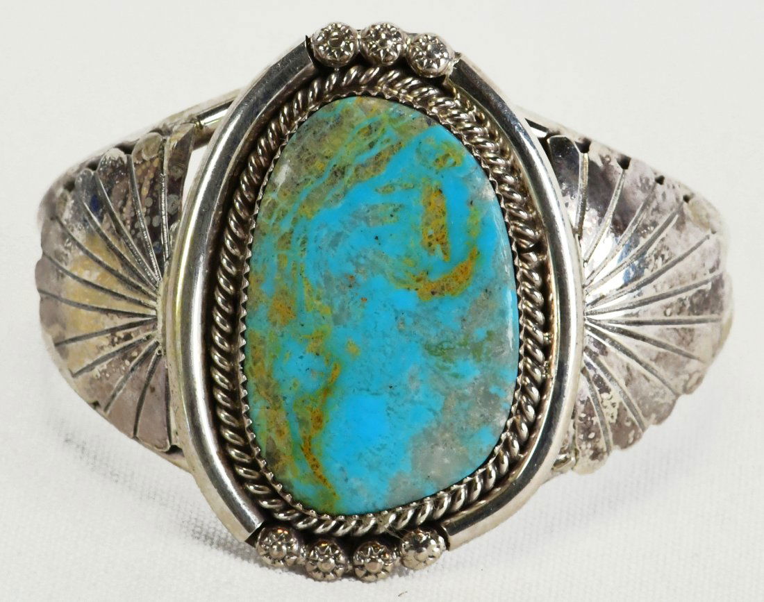 Mike Thomas, Jr. Sterling Sierra Nevada Turquoise Cuff Bracelet (1 of 4)