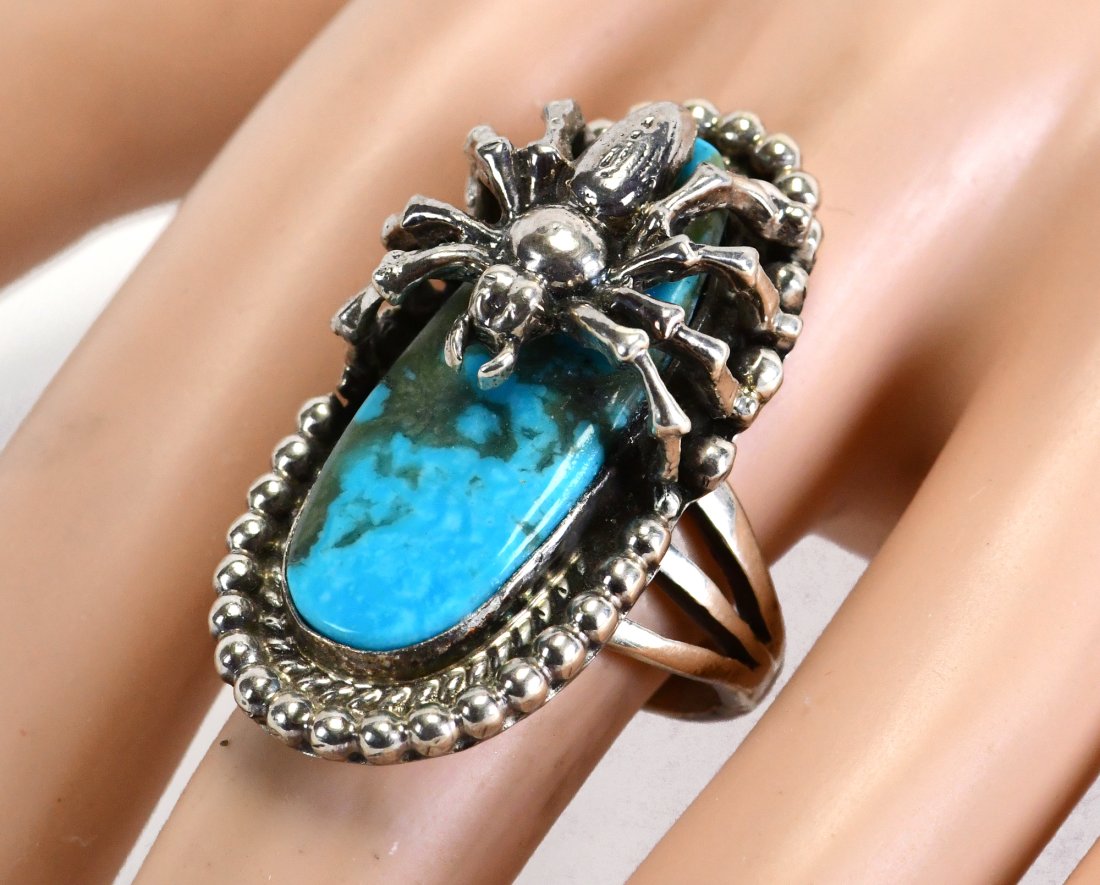 L. James,  Sterling Silver Spider Ring w/Blue Jay Turquoise (1 of 4)