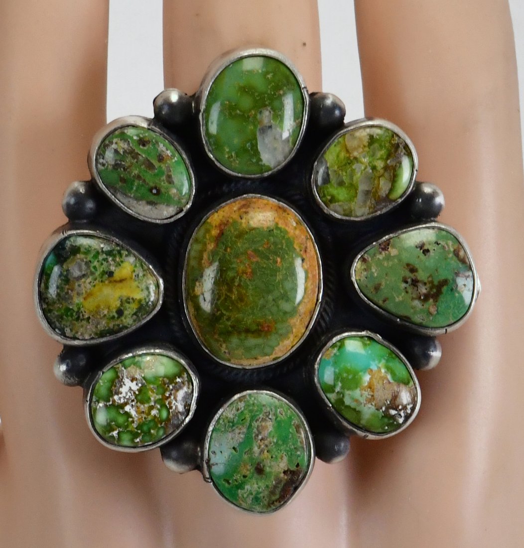 Native American Sonoran Gold Turquoise Chunky Cluster Ring (1 of 4)