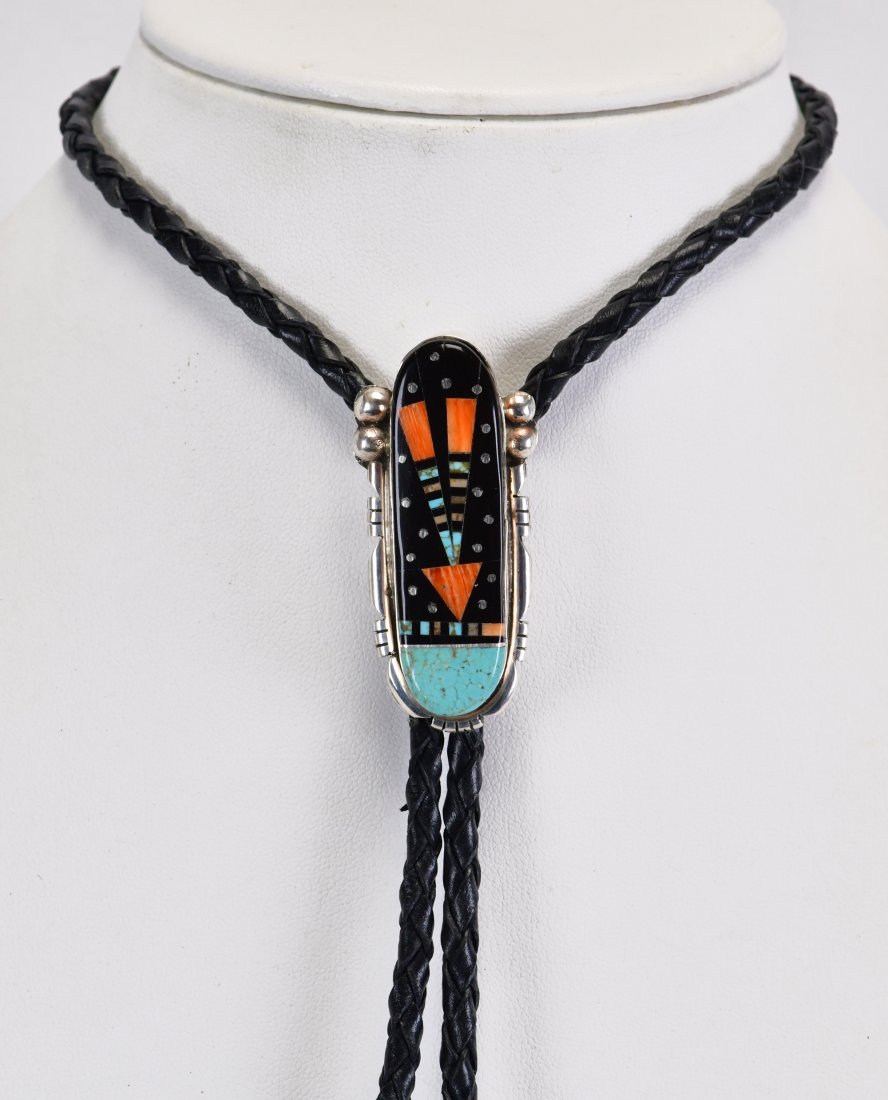 Ray Jack Sterling Silver Micro Inlay Multi-Stone Bolo Tie (1 of 5)