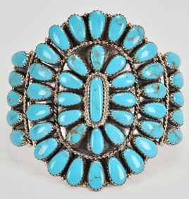 Tina Ben Sterling Silver Block Turquoise Cluster Bracelet