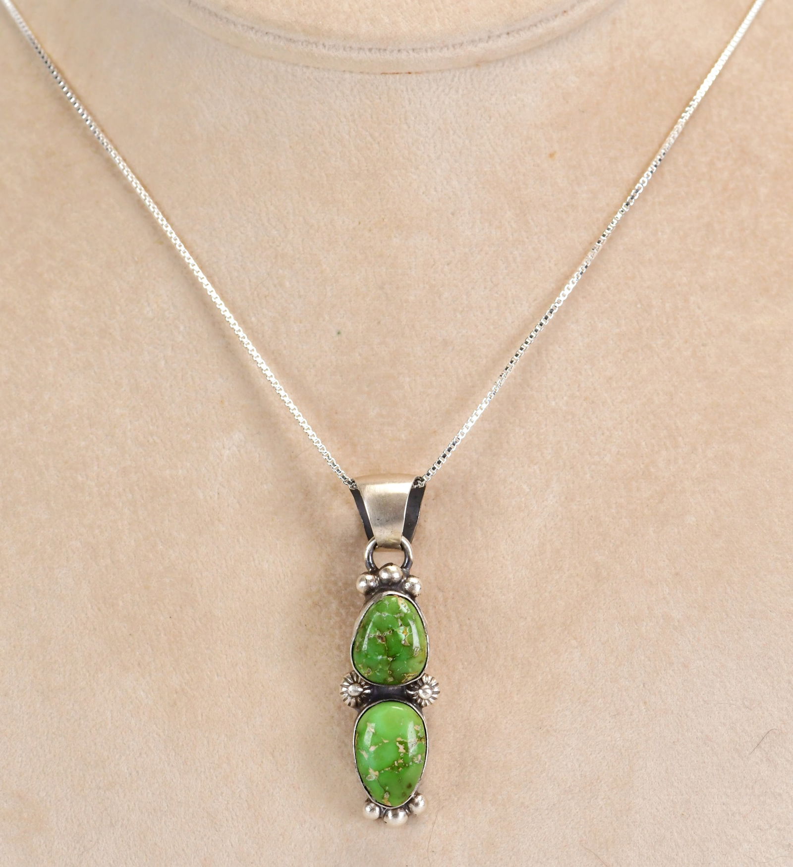 Robert Shakey Sterling Silver Sonoran Gold Turquoise Pendant Necklace (1 of 4)