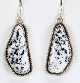 Virginia Becenti Sterling Silver White Buffalo Turquoise Earrings