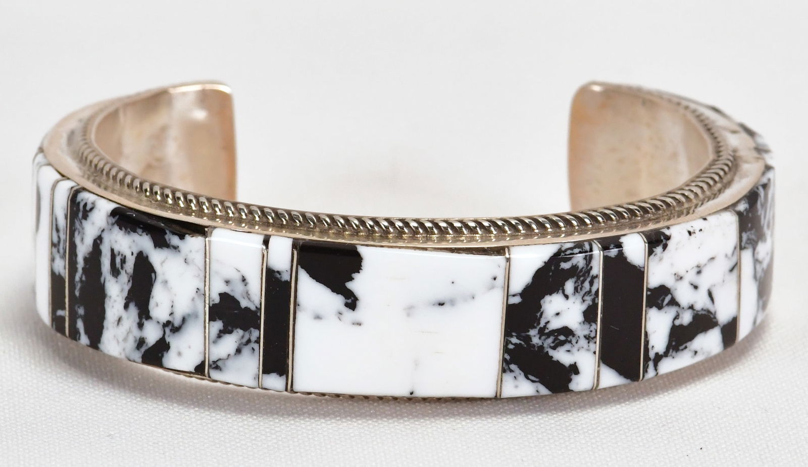 Avery Norton Sterling Silver White Buffalo Turquoise Inlay Cuff (1 of 4)