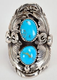 Mike Thomas, Jr. Sterling Silver Kingman Turquoise Large Men's Ring