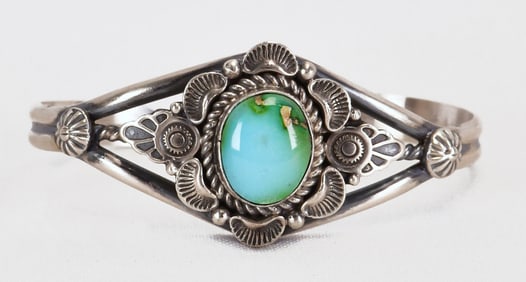 Robert Shakey Sterling Silver Sonoran Gold Turquoise Bracelet