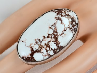 Native American Sterling Silver Wild Horse Turquoise Ring