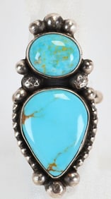 Native American Sterling Silver Kingman Turquoise Ring