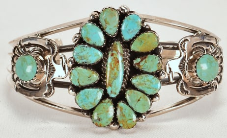 Jimmy Garcia Sterling Silver Ajax Turquoise Cuff Bracelet