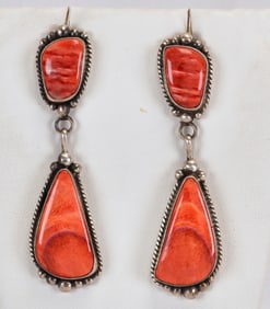 Elouise Kee Sterling Silver Long Spiny Oyster Earrings