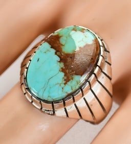 Ray Jack Sterling Silver Number 8 Turquoise Men's Ring