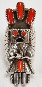 Doris Smallcanyon Sterling Silver Coral Kachina Ring