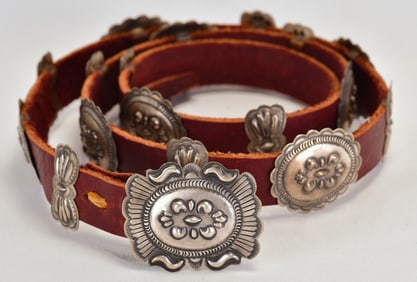 Eugene Charley Sterling Silver Satin Finish Concho Belt