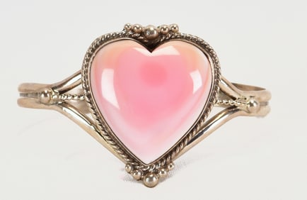 Marcella James Sterling Silver Pink Conch Heart Shaped Cuff