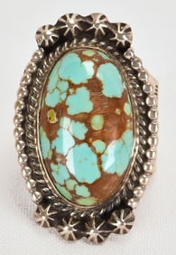 A. Toadlena Sterling Silver Lone Mountain Turquoise Ring