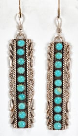 Native American Sterling Silver Kingman Turquoise Earrings