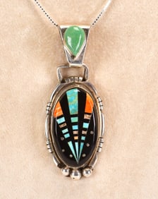 Ray Jack Sterling Silver Micro Inlay Multi-Stone Pendant