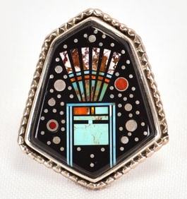 Matthew Jack Sterling Silver Micro Inlay Multi-Stone Ring