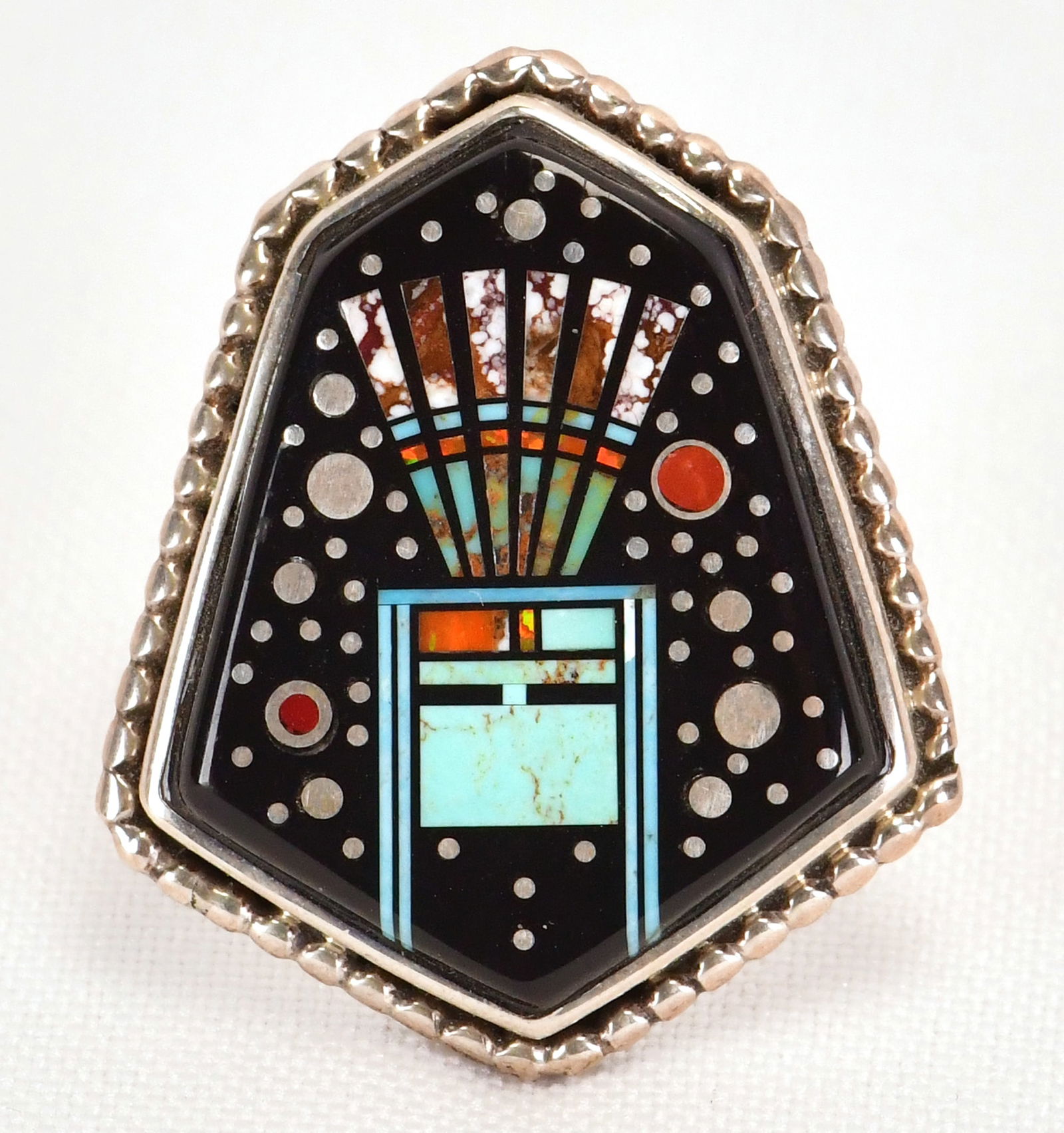 Matthew Jack Sterling Silver Micro Inlay Multi-Stone Ring (1 of 3)