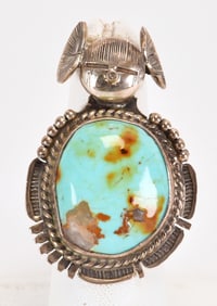 Bennie Ration Sterling Silver Nevada Turquoise Kachina Ring