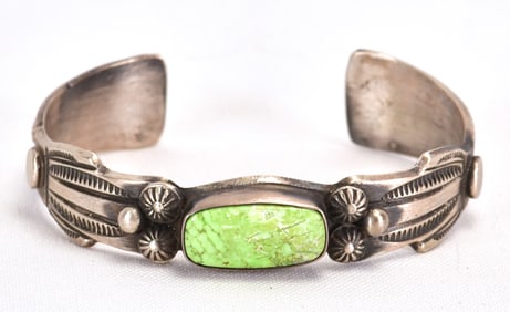 Chimney Butte Sterling Silver Gaspeite Cuff Bracelet