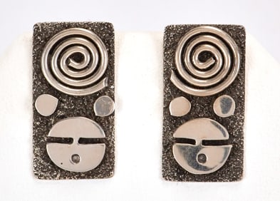 Alex Sanchez Sterling Silver Petroglyph Earrings