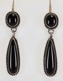 Navajo, Freddie Martinez Sterling Silver Black Onyx Earrings