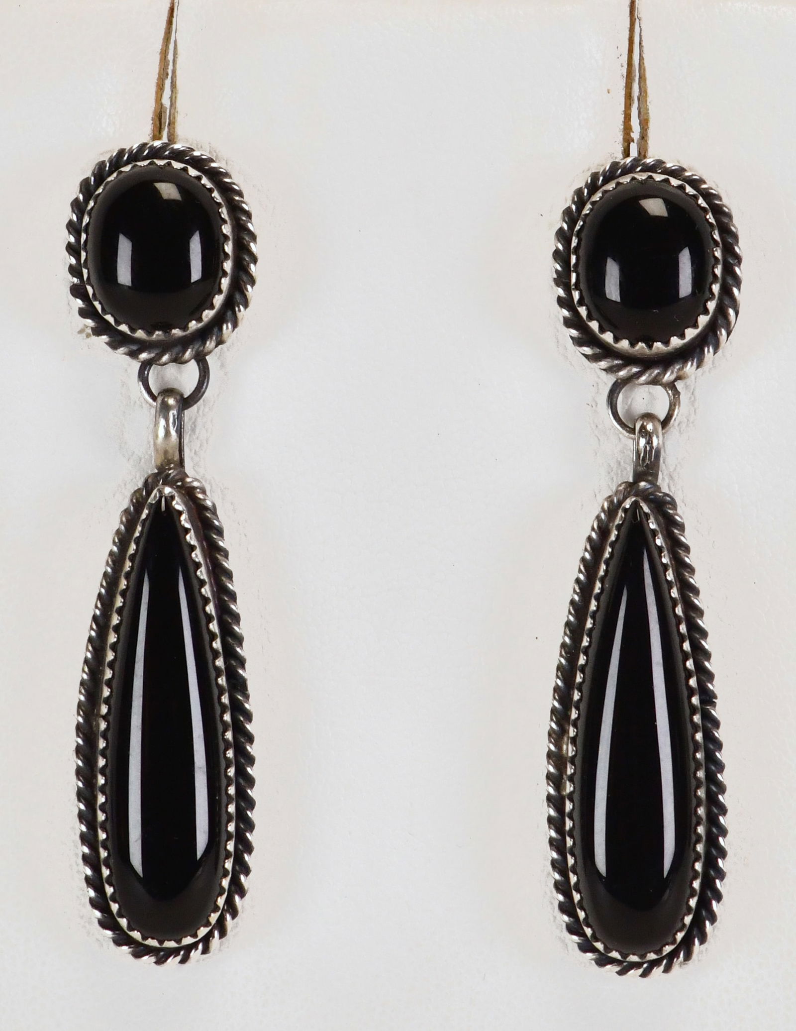 Navajo, Freddie Martinez Sterling Silver Black Onyx Earrings (1 of 3)