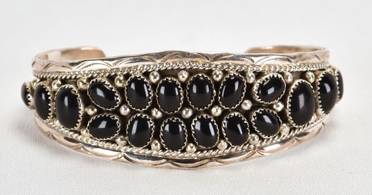 Anita Whitegoat Sterling Silver Black Onyx Cuff Bracelet