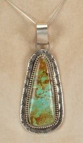 Britta Lee Sterling Silver Kingman Turquoise Long Pendant