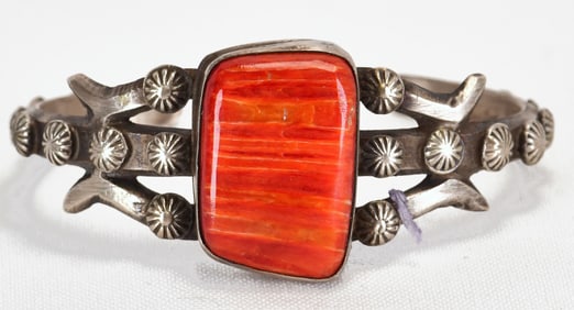 Chimney Butte Sterling Sand Cast Spiny Oyster Cuff Bracelet