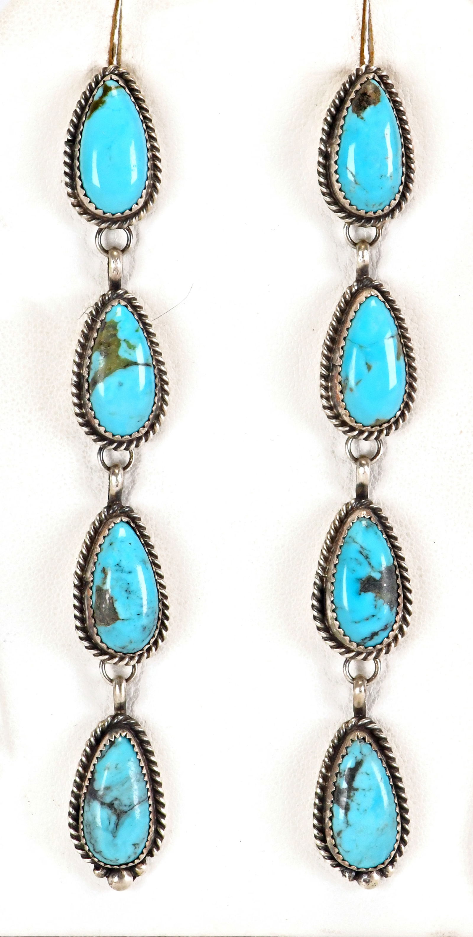 Freda Martinez Sterling Silver Long Kingman Turquoise Dangle Earrings (1 of 3)