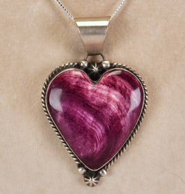 Donovan Skeets Sterling Silver Purple Spiny Oyster Heart Pendant