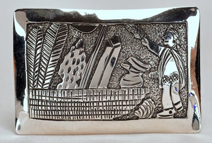 Elaine Becenti Sterling Silver Story Teller Belt Buckle