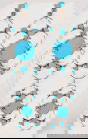 Vivianita Booqua Sterling Silver Kingman Turquoise Inlay Long Earrings