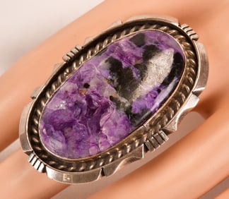 Navajo, Eddie Secatero Sterling Silver Charoite Ring