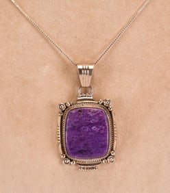 Native American Sterling Silver Charoite Necklace