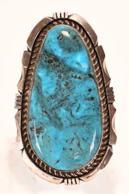 Eddie Secatero Sterling Silver Large Kingman Turquoise Ring