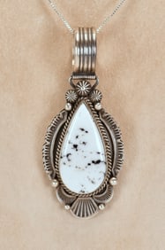 Mike Calladitto Sterling Silver White Buffalo Turquoise Pendant