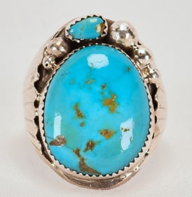 Mike Thomas, Jr. Sterling Silver Kingman Turquoise Large Men's Ring