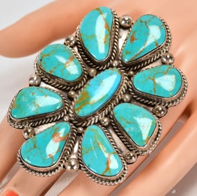 Augustine Largo Sterling Silver Kingman Turquoise Huge Statement Ring