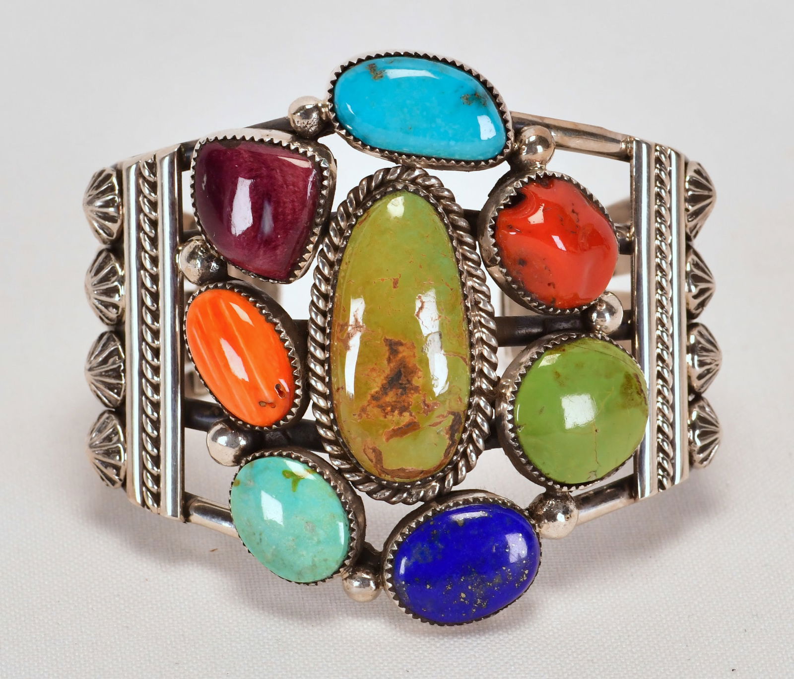 Tillie Jon Sterling Silver Multi-Stone Large Cuff Bracelet (1 of 4)