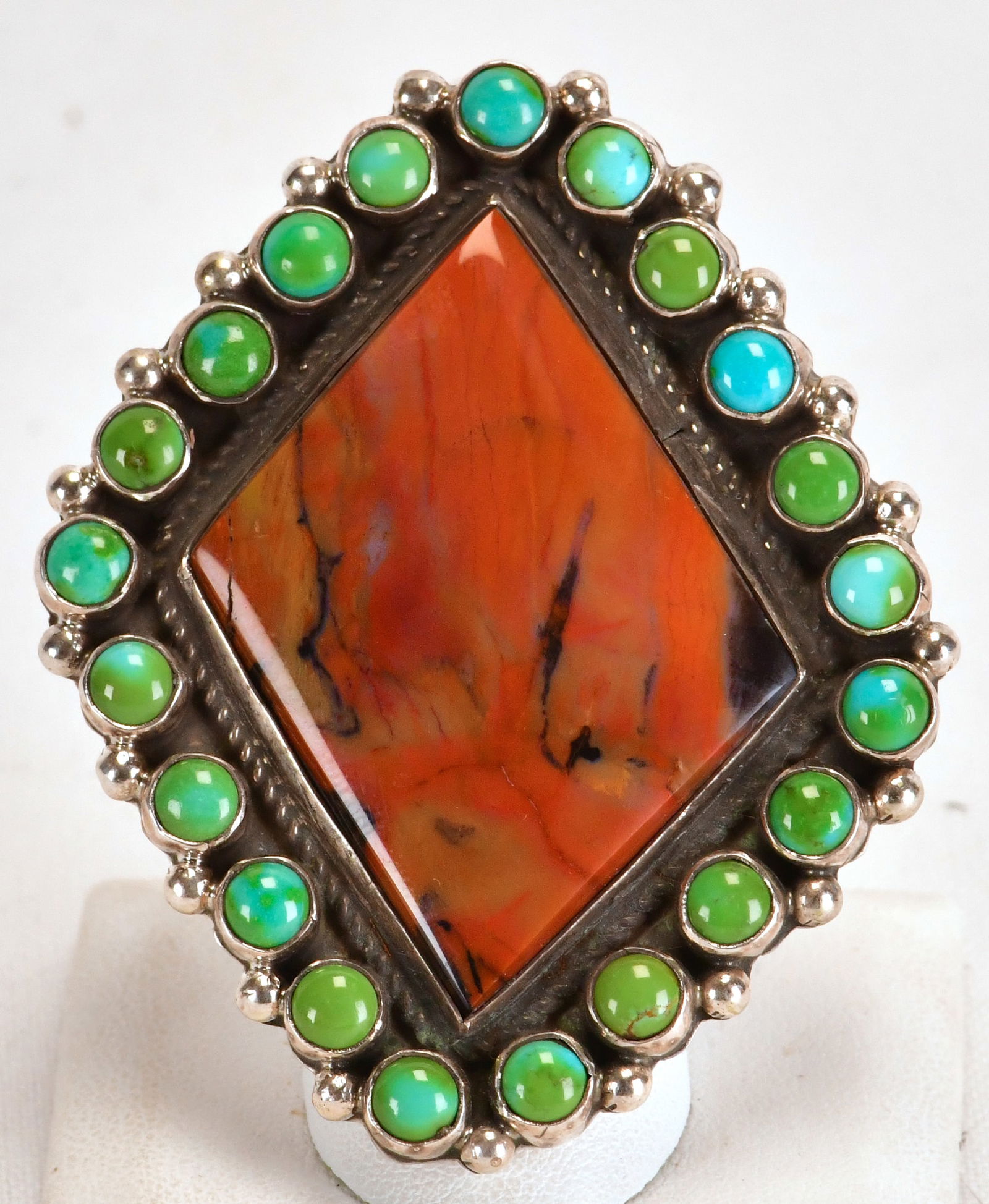 Geraldine James Sterling Red Jasper and Turquoise Statement Ring (1 of 4)