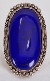 Native American Sterling Silver Large Lapis Ring