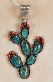 Navajo Stunning Huge Cactus Pendant {4.75 in} by Richard Yazzie