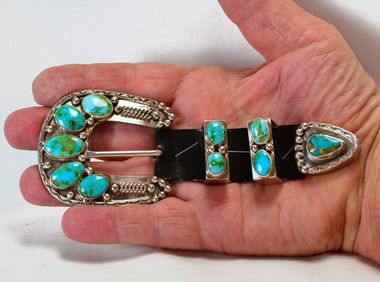 Jo Elias Draper Sonoran Gold Turquoise Ranger Belt Buckle Set