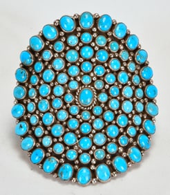 Kenneth Jones Sleeping Beauty Turquoise Cabochon Huge Cuff -  4" Wide