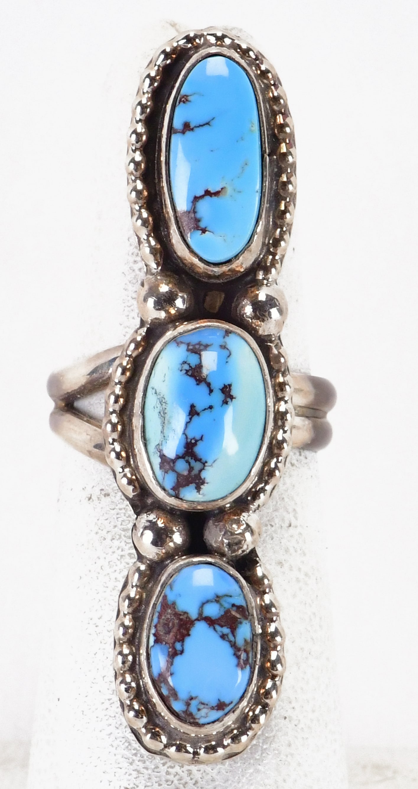 Navajo Sterling Silver Golden Hills Turquoise 3 Stone Ring (1 of 3)